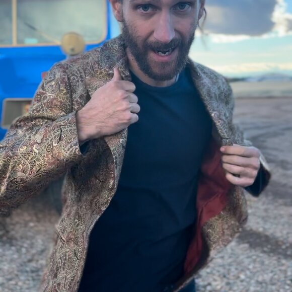 70s Vintage Gold Paisley Coat Unisex Chetta B Evening - Picture 7 of 14